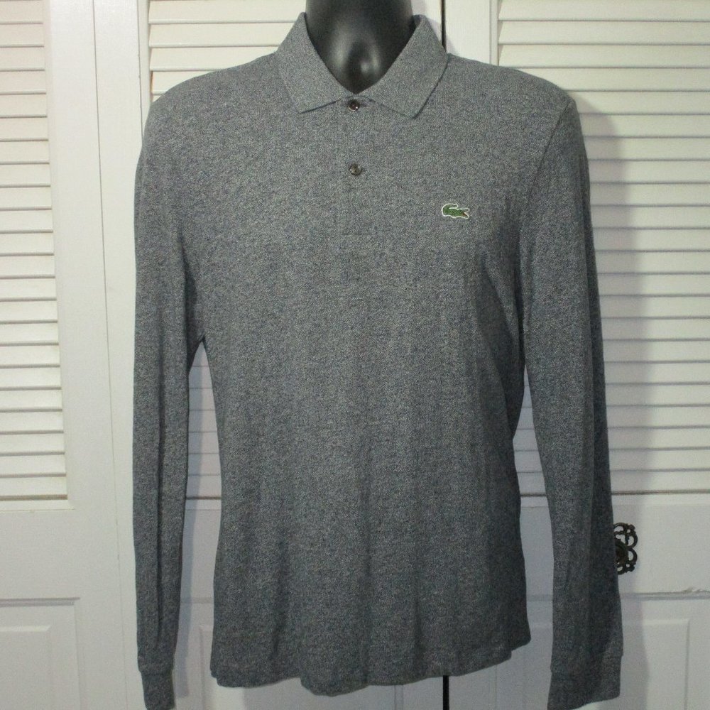 Lacoste Classic Fit Salt & Pepper Long Sleeve Polo Shirt M